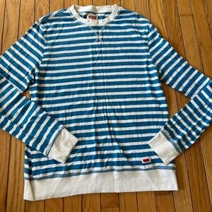 Levi’s Striped Long Sleeve Pullover Sweater Women’s Large Blue White Y2K